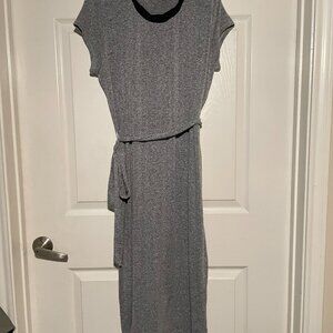 Cato Womens Gray Knit Maxi Thin Sweater w a ribbon like collar Dress